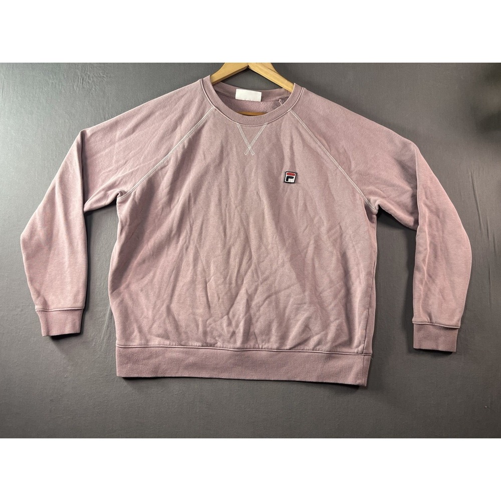 FILA Purple Solid Logo Crew Neck Pullover Sweatshirt Long Sleeve XL Women